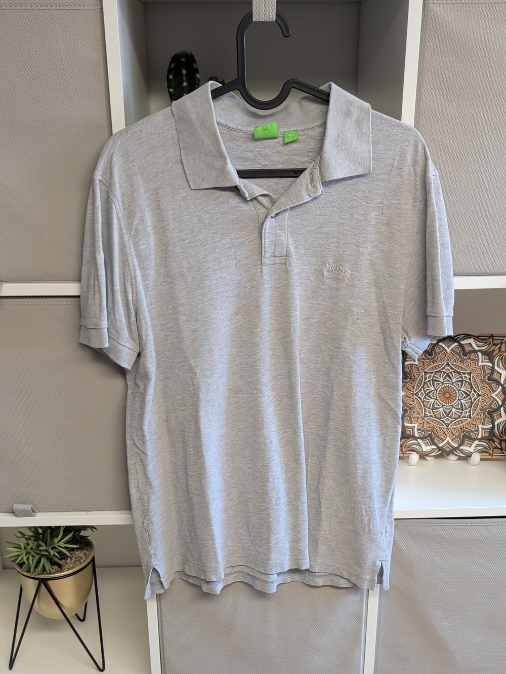BOSS Men's Light Heather Gray Polo